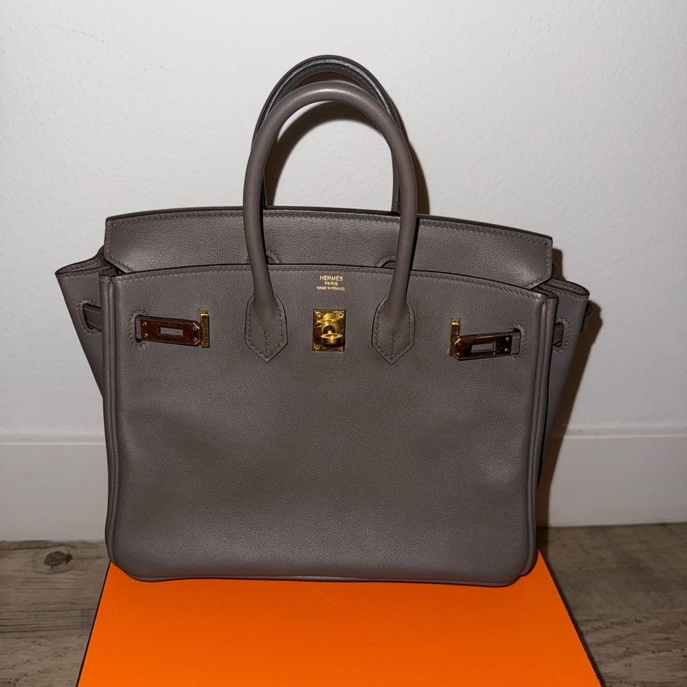 Hermes Birkin 25 swift leather grey etain gold